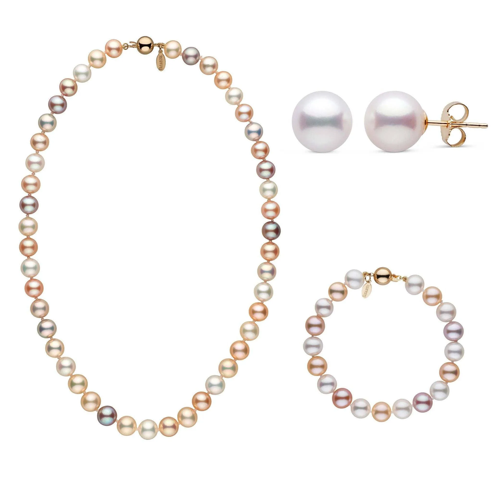 18 Inch 3 Piece 8.5-9.0 mm Freshadama Multicolor Freshwater Pearl Set