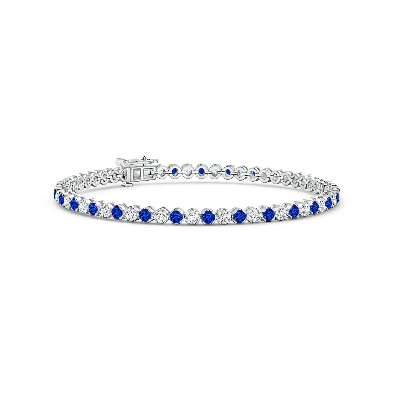 2.96 CT. Classic Sapphire and Brilliant Moissanite Tennis Bracelet