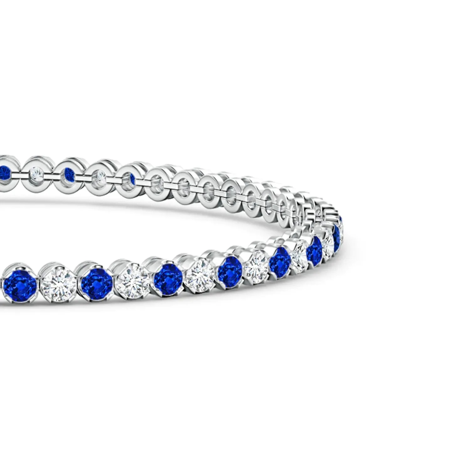 2.96 CT. Classic Sapphire and Brilliant Moissanite Tennis Bracelet