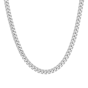 8mm Miami Micro Cuban Curb Chain - White Gold