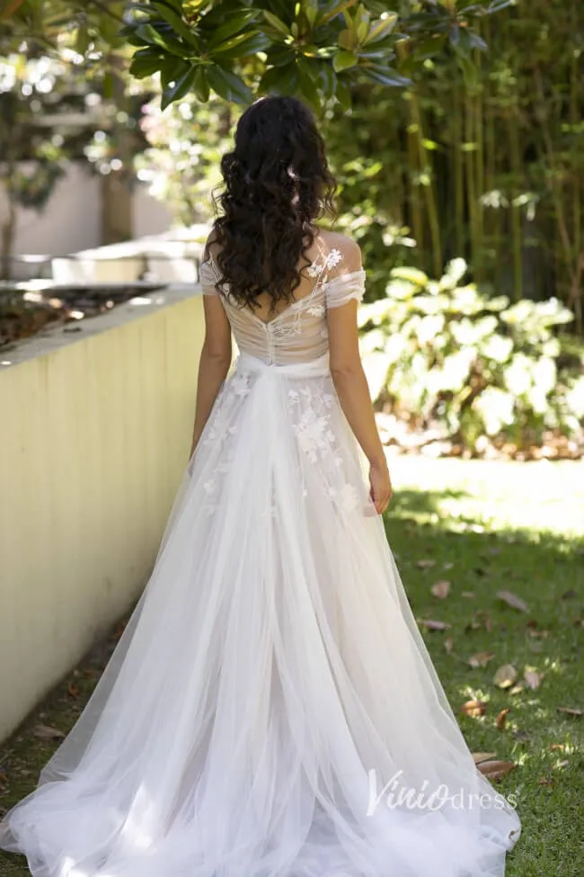 A-line Tulle Country Wedding Dress with Pockets VW1409