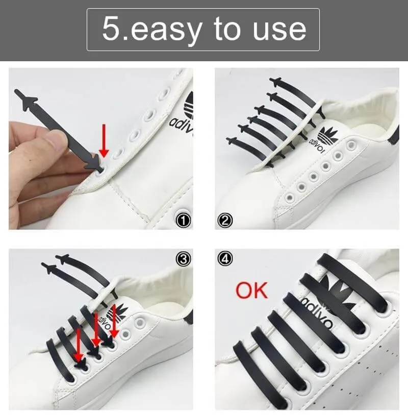 Aero No Tie Elastic Shoelaces 6 Pairs