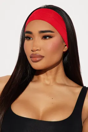 Athletic Girly 3 Piece Headband Set - Red/combo