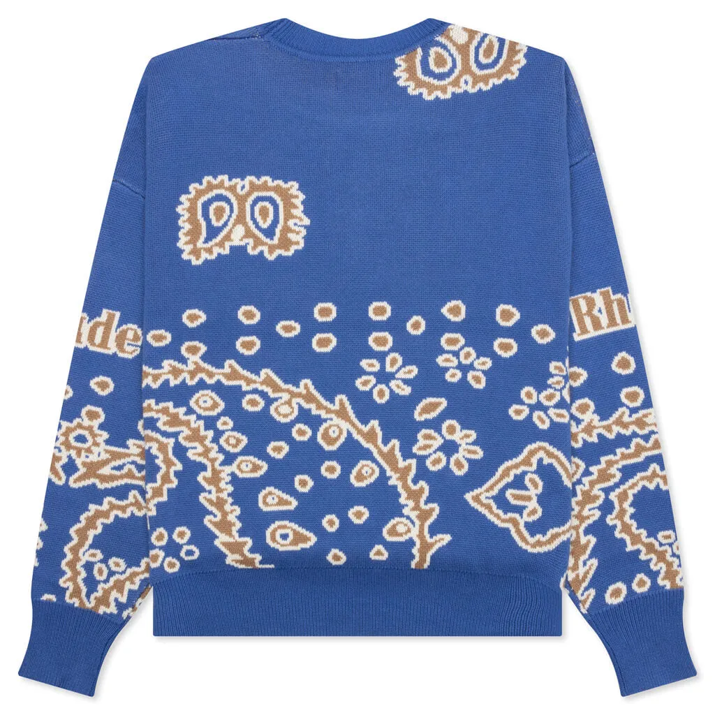 Bandana Knit Crewneck - Light Blue