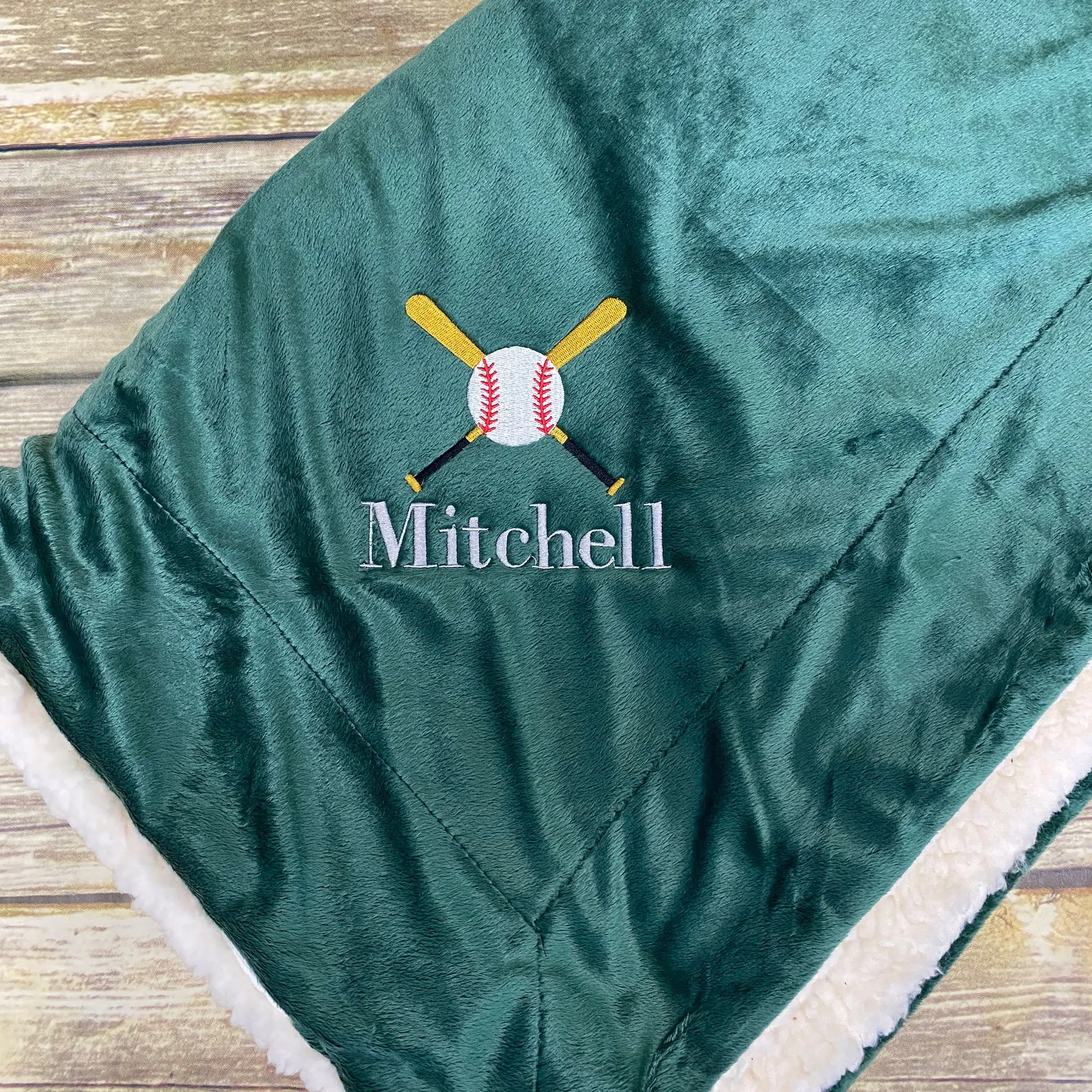 Baseball Personalized Mink Sherpa Blanket