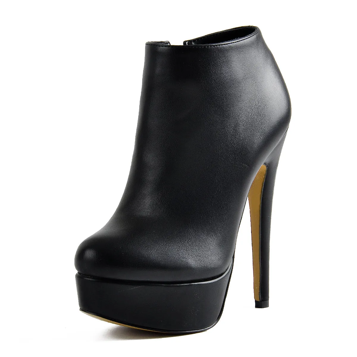 Black Platform Zipper Stiletto Ankle Boots