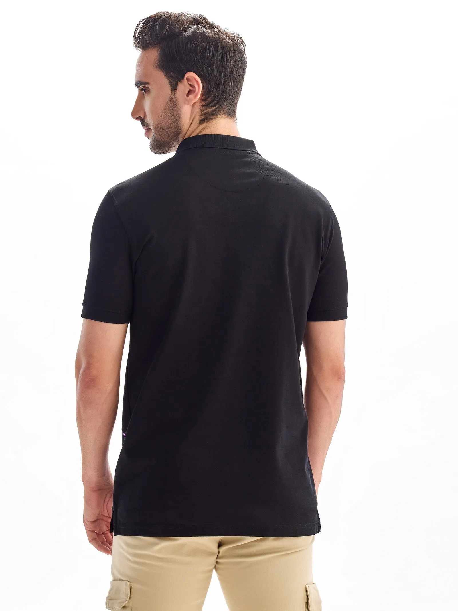 Black Printed Polo T-Shirt