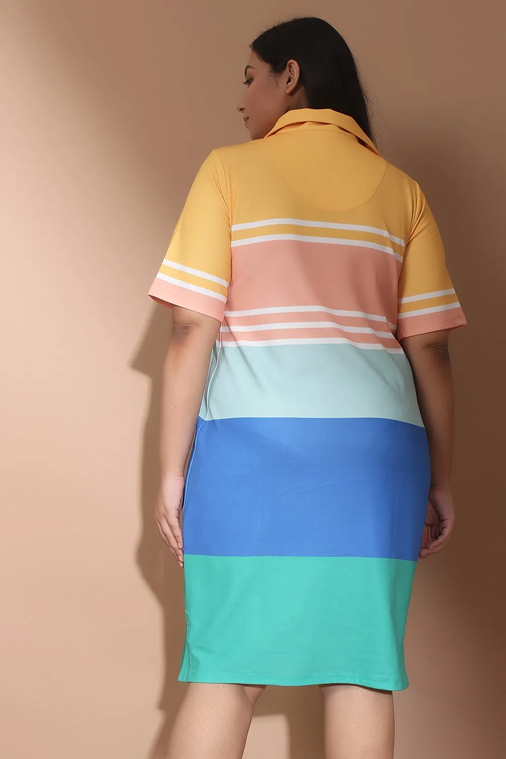 Bright Color Block Polo Dress