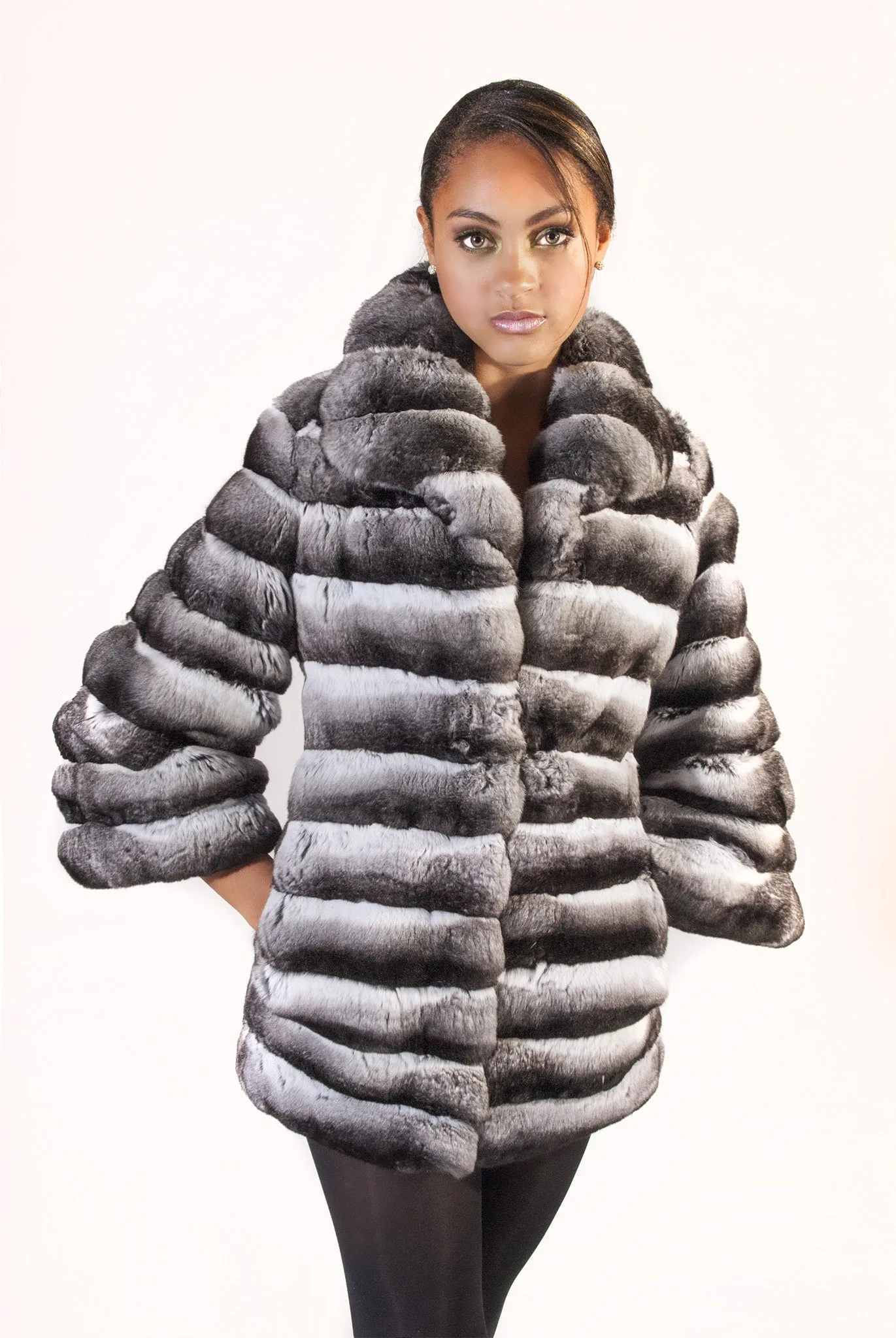 Chinchilla Jacket With 3/4 Sleeve