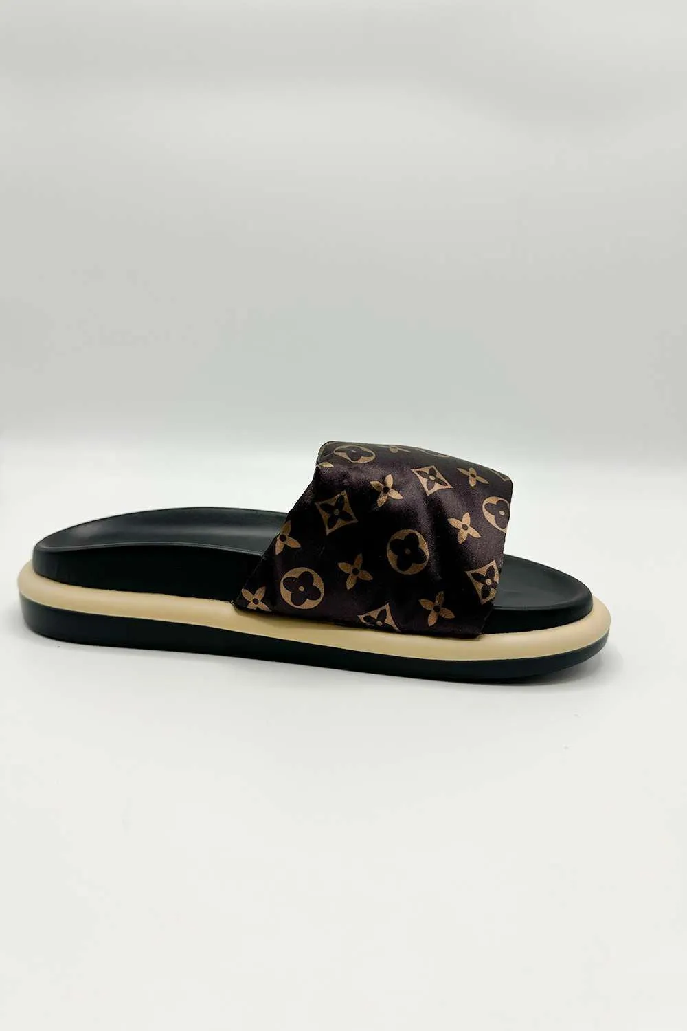 Cornie Patterned Band Sliders in Brown