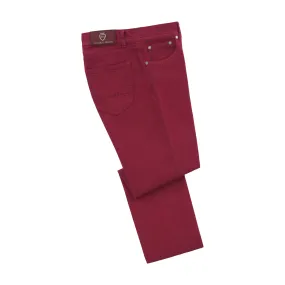 Cotton-Linen Blend Jeans in Cardinal Red