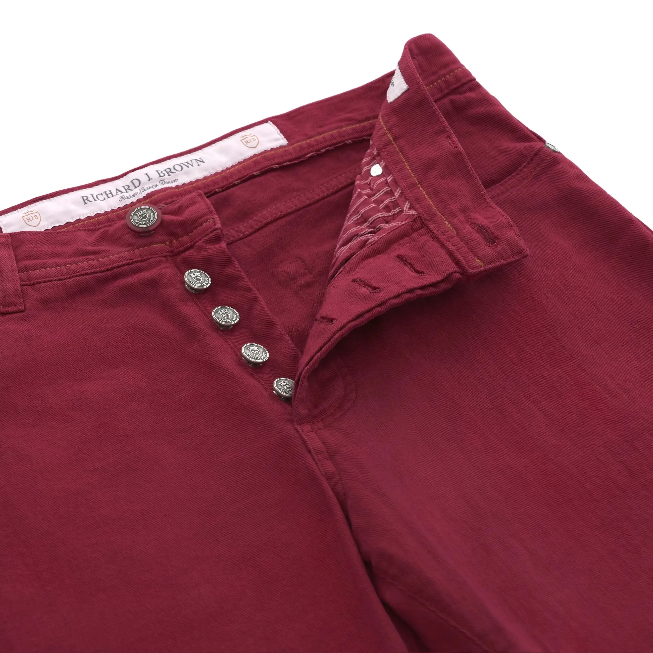 Cotton-Linen Blend Jeans in Cardinal Red