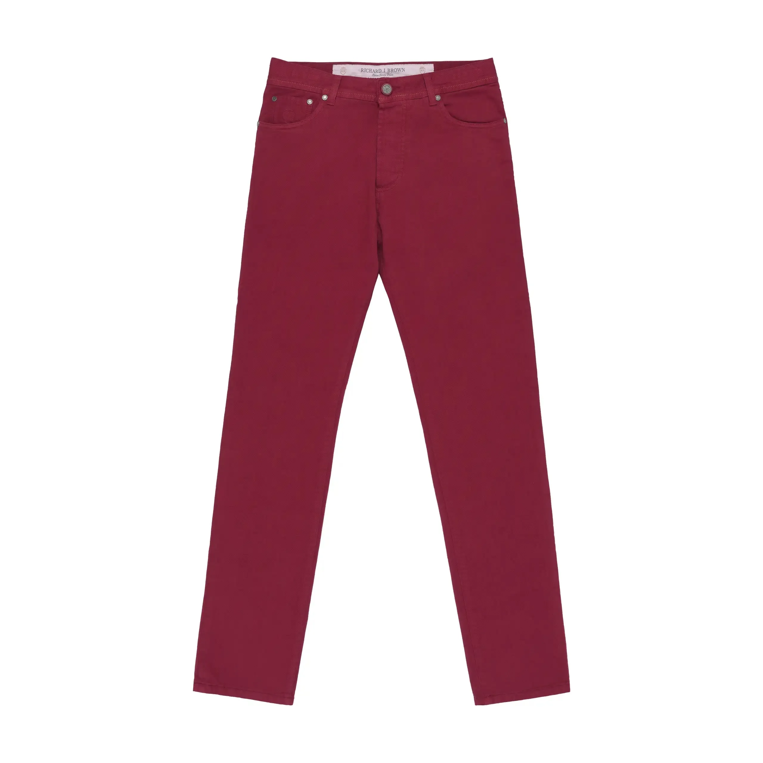 Cotton-Linen Blend Jeans in Cardinal Red