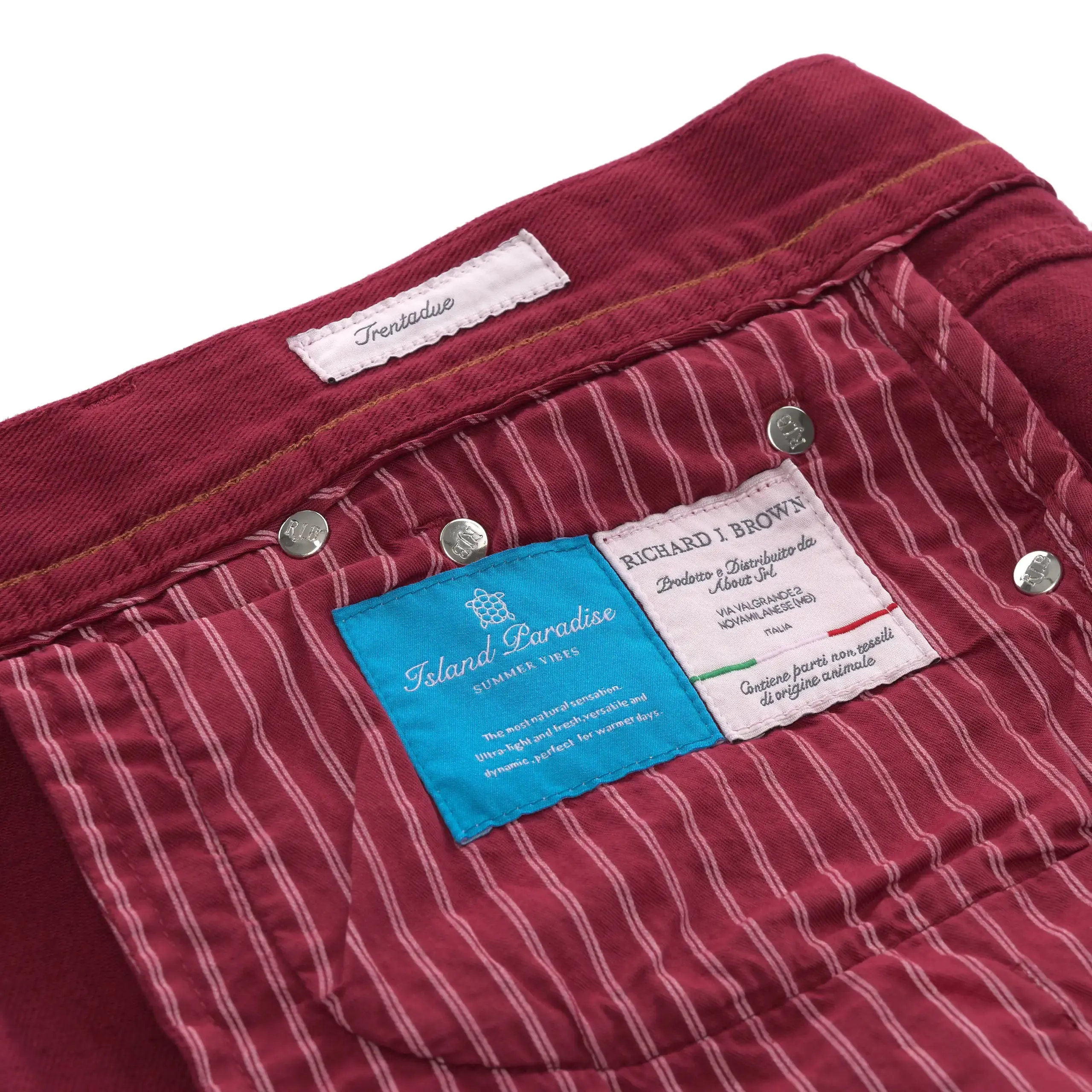 Cotton-Linen Blend Jeans in Cardinal Red