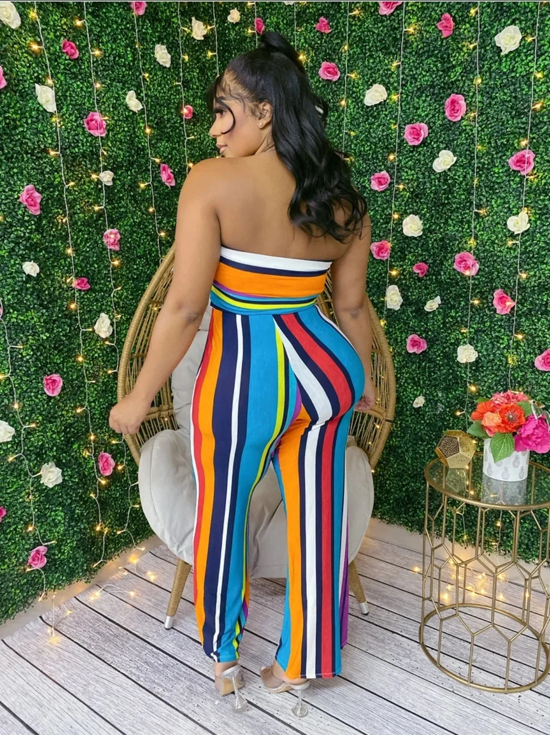 Della Vibe Color Striped Jumpsuit