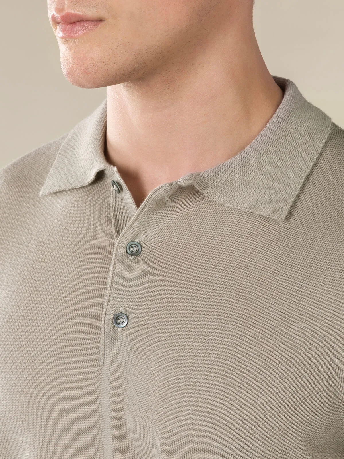 Extrafine Merino Polo Greige