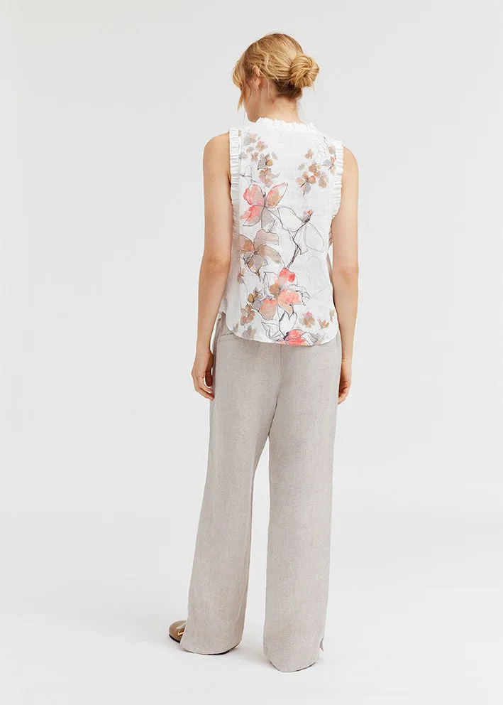 Gustav Aisa Top 53623 Off White w. Flowers