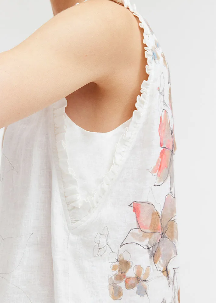 Gustav Aisa Top 53623 Off White w. Flowers