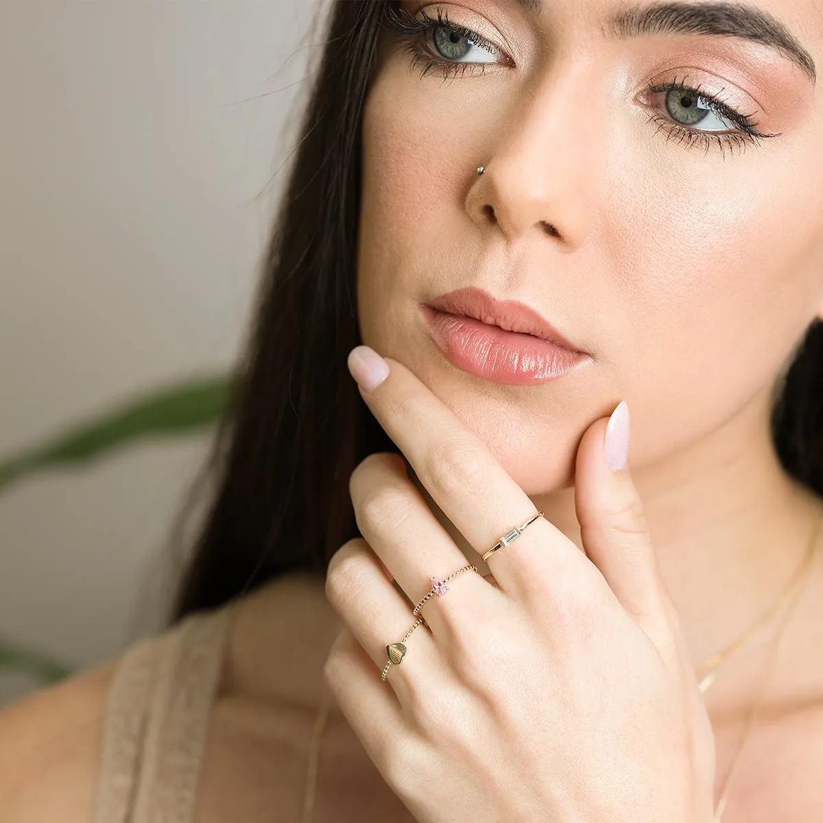 Heart Beaded Cocktail Ring