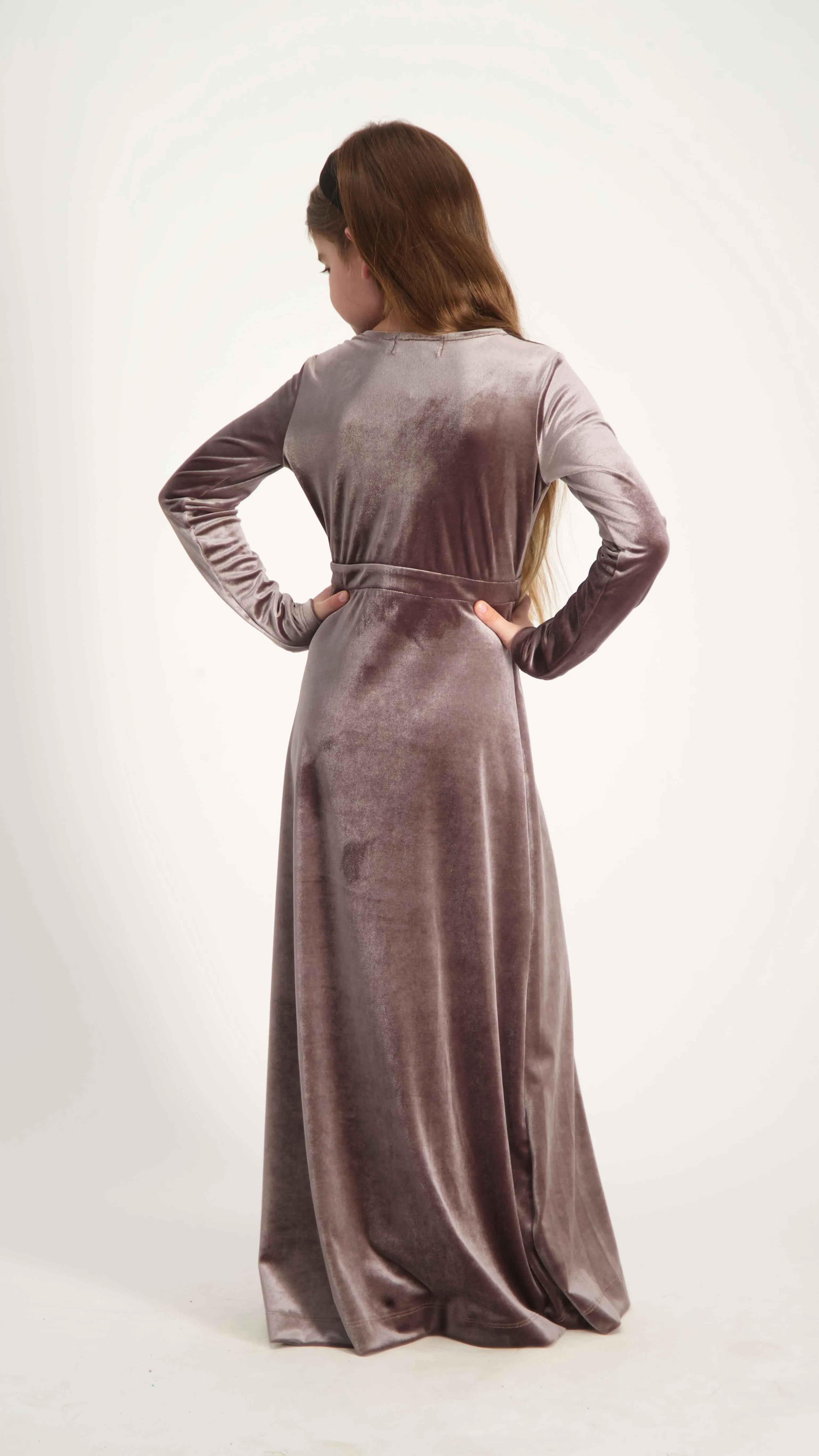 Kids Maxi Velvet Dress / Brown