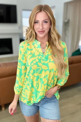 Lizzy Top in Kelly Green and Yellow Floral - 4/19