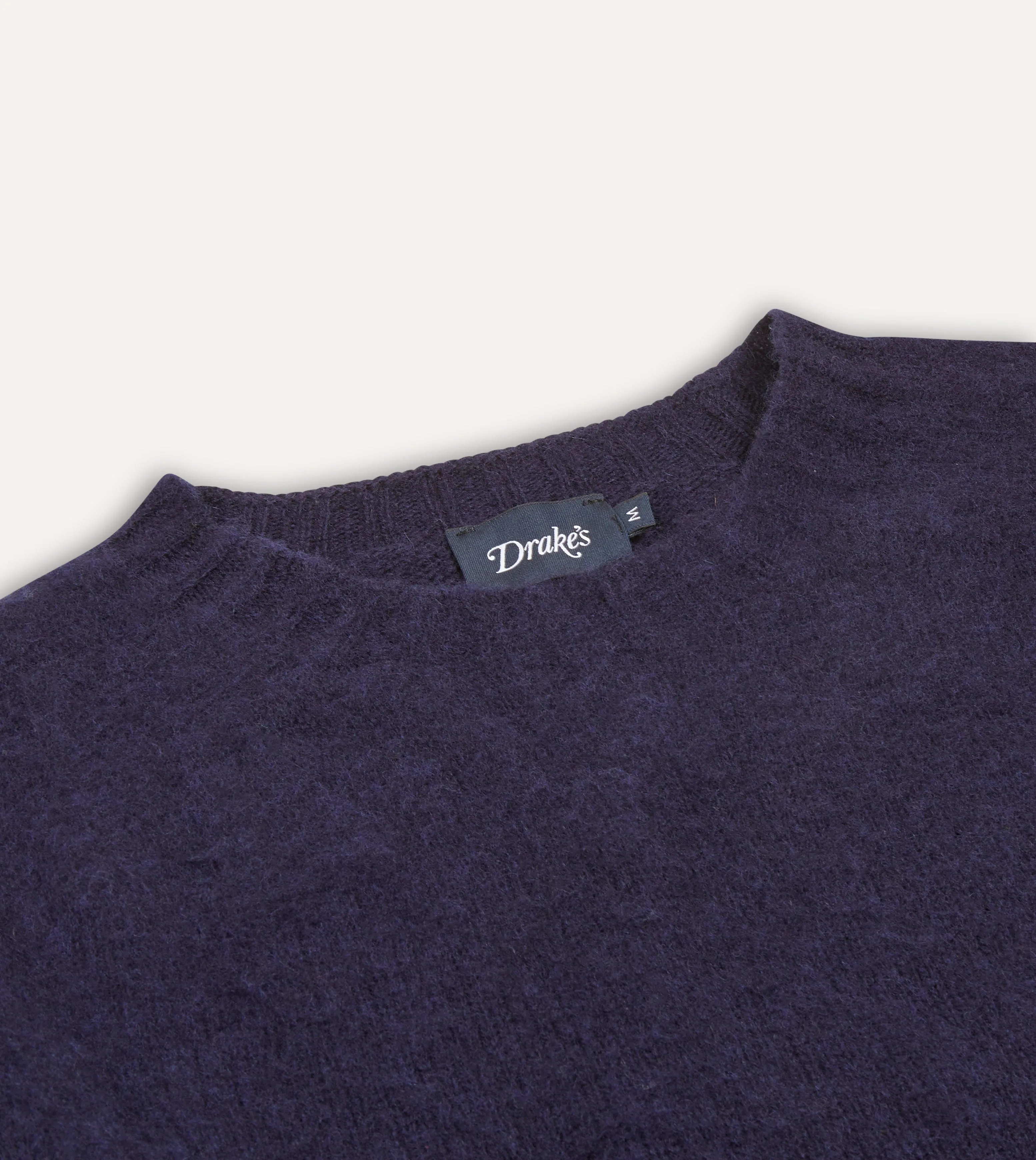 Navy Brushed Shetland Crew Neck Jumper