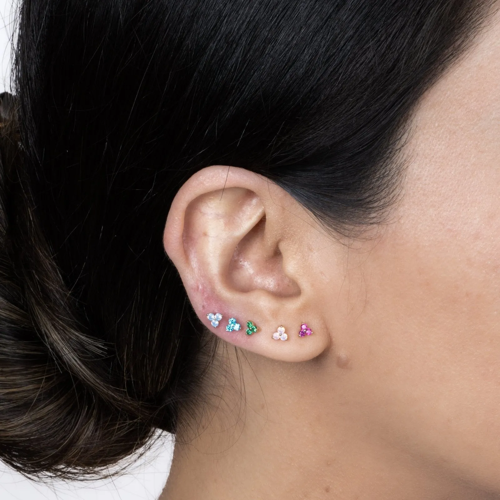 Pink Opal Trinity Cluster Flat Back Earring