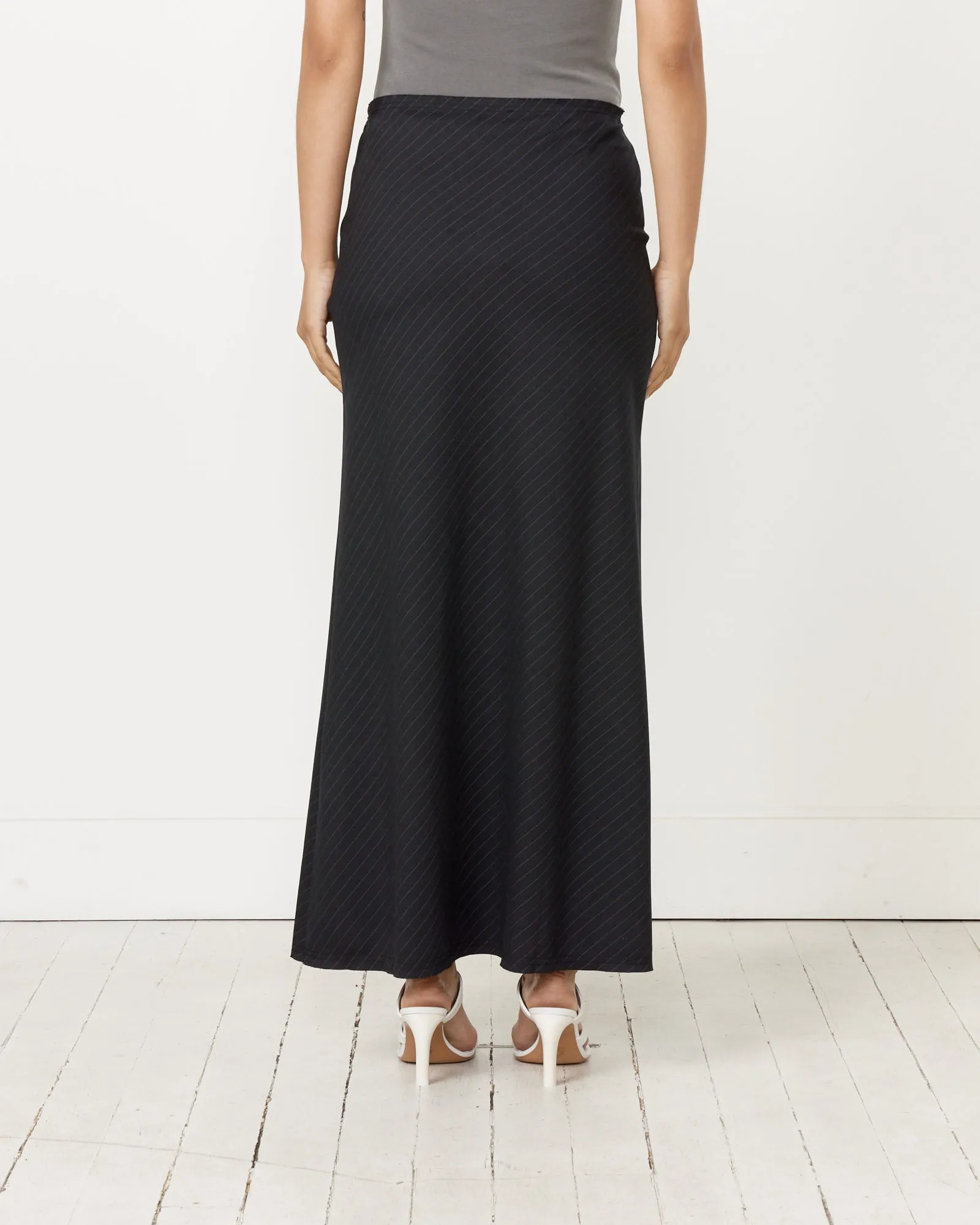 Pinstripe Maxi Skirt in Black