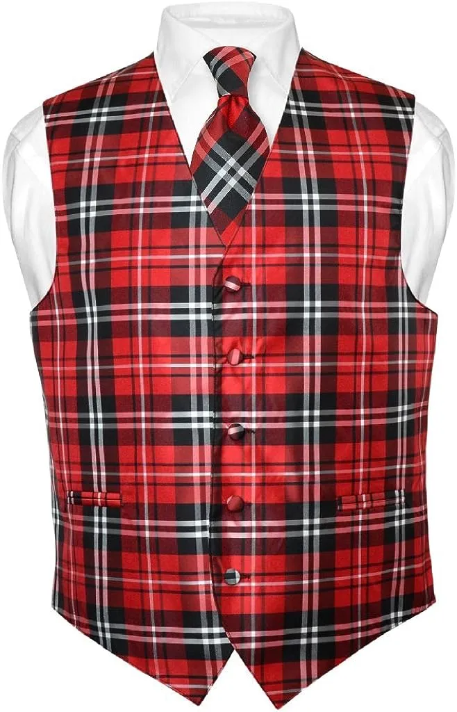 Plaid 2-Piece Vest and Tie Set