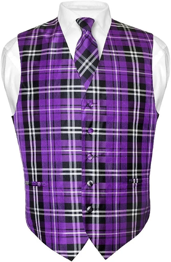 Plaid 2-Piece Vest and Tie Set