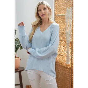 Ribbed V Neck Longsleeve Top