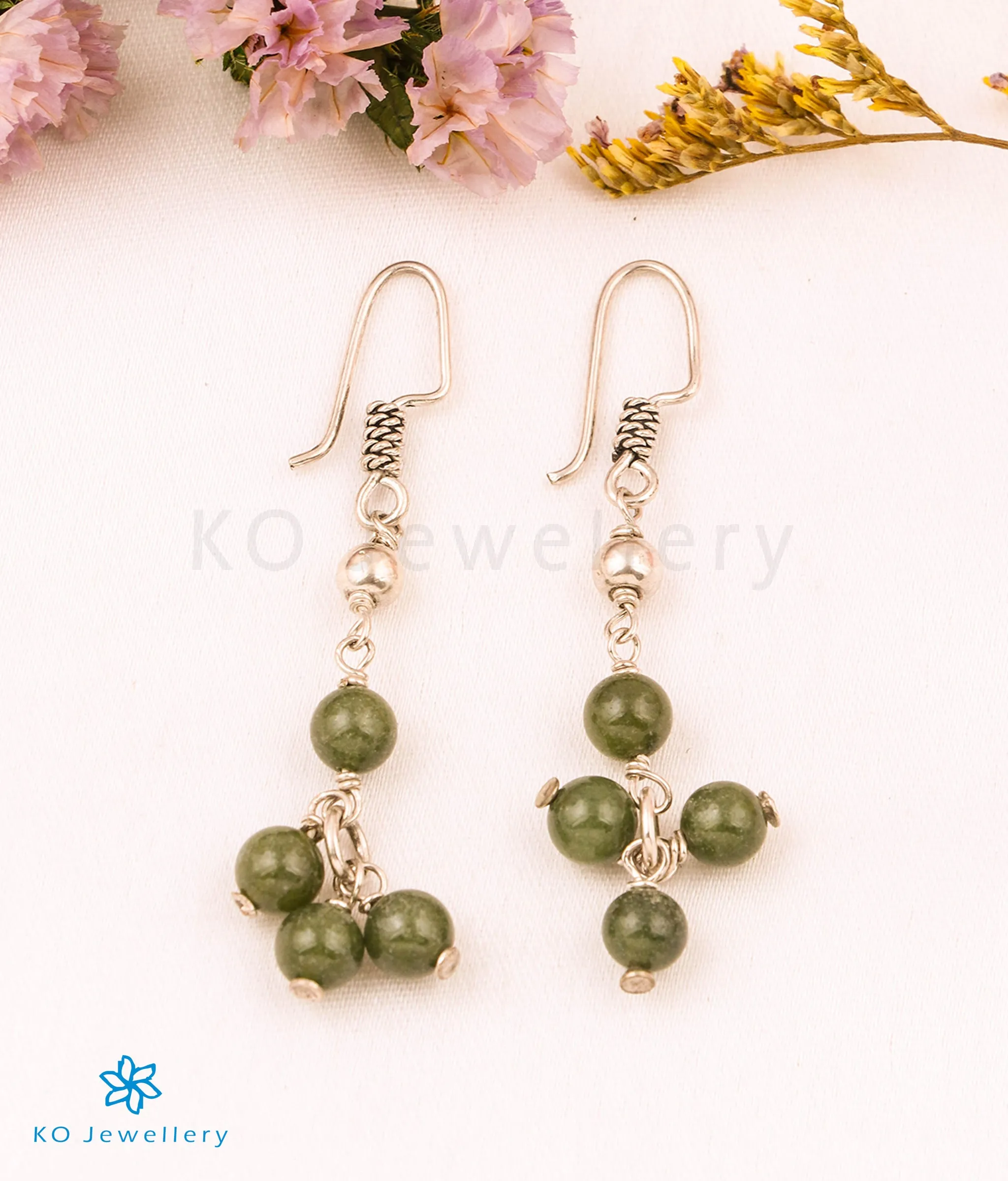 The Green Onyx Silver Gemstone Earring