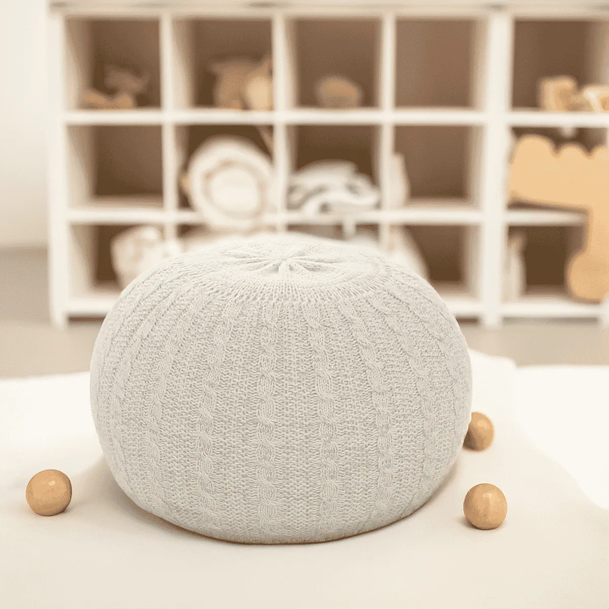 Tutti Bambini Knitted Pouffe - Fresh Cream