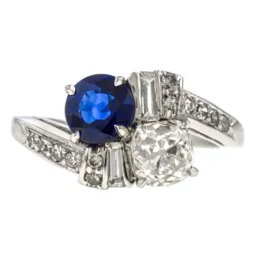 Vintage Toi et Moi Sapphire & Diamond Ring