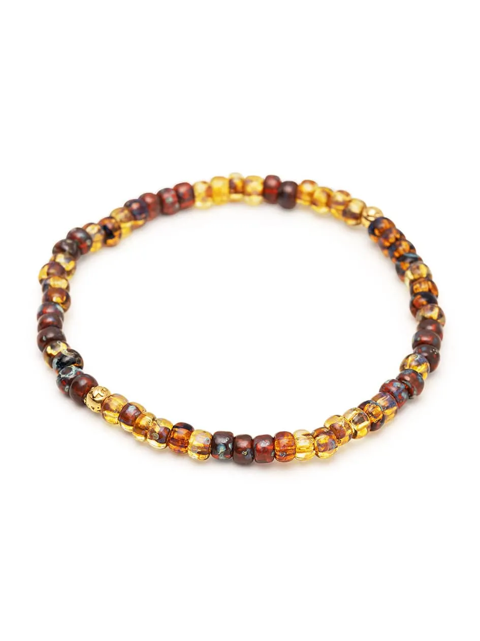 Wristband with Amber Japanese Miyuki Beads