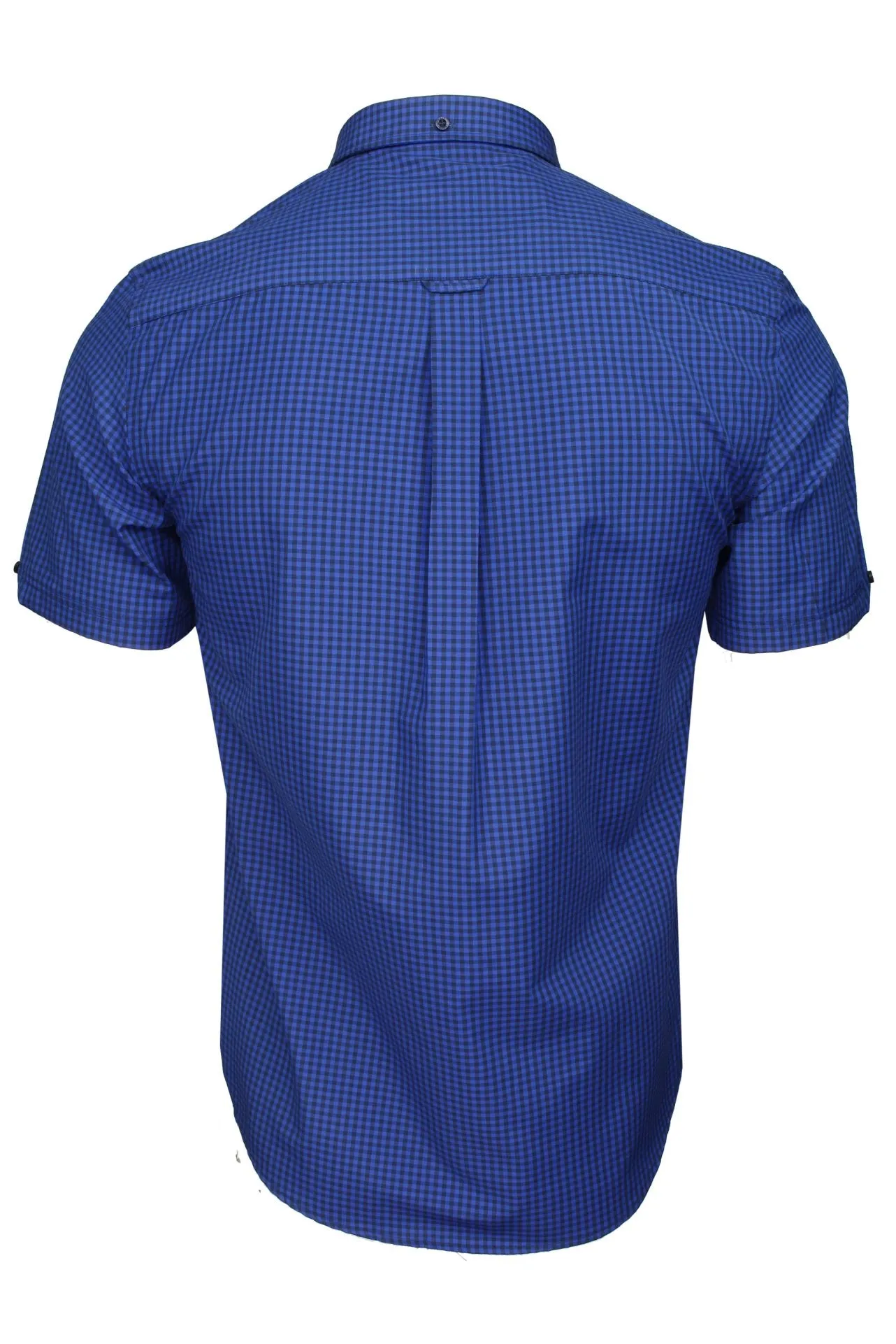 Xact Men's Gingham Check Shirt with Button-Down Collar - Short Sleeved