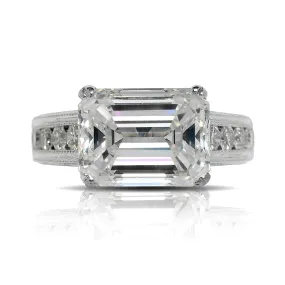 YOKO 7 CARAT EMERALD CUT H COLOR VVS1 CLARITY DIAMOND ENGAGEMENT RING 18K WHITE GOLD GIA CERTIFIED 6 CT H VVS1 BY MIKE NEKTA